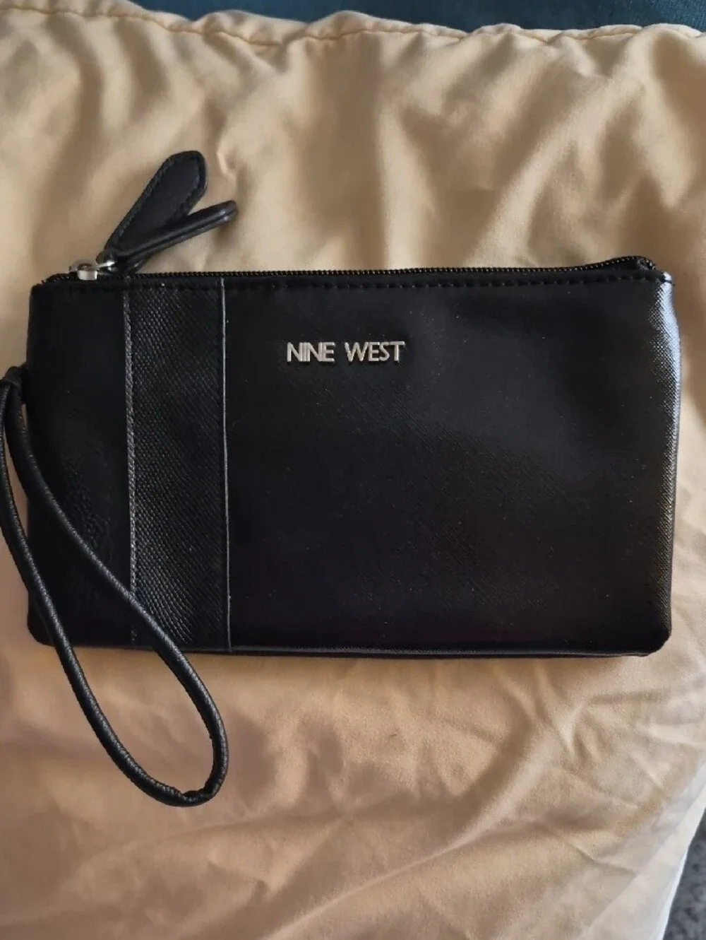 Nine West Black Faux Leather Wristlet Clutch Bag